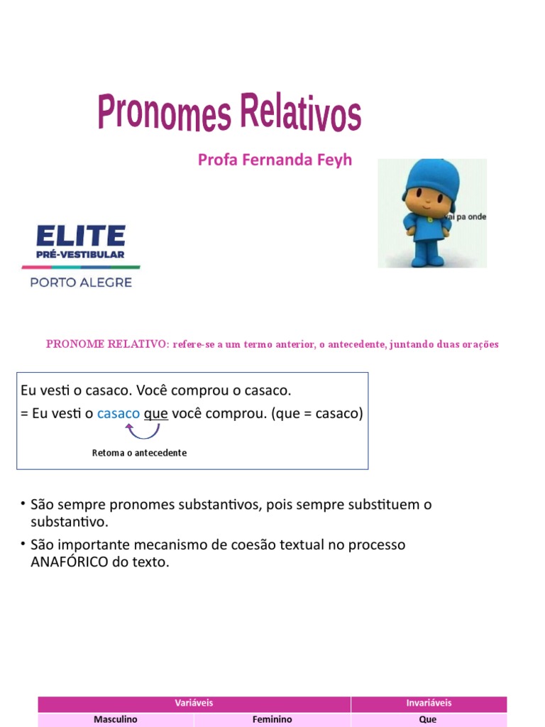 Pronomes Relativos | PDF | Pronome | Gramática