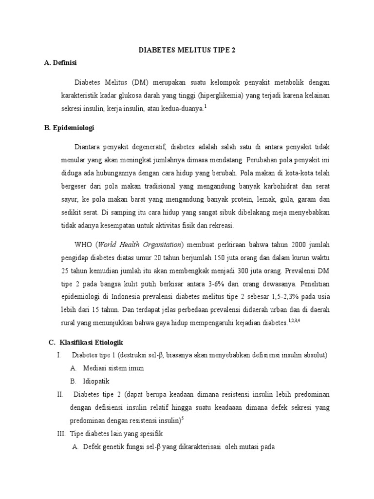 Diabetes Melitus Tipe 2 A. Definisi | PDF