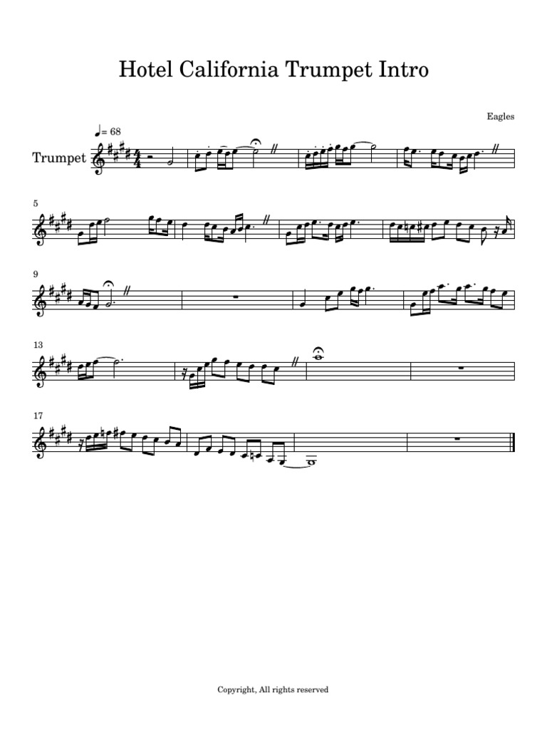 Hotel California Trumpet Intro Guide | PDF