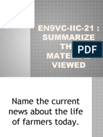 EN9VC-IIC-21: Summarize THE Material Viewed