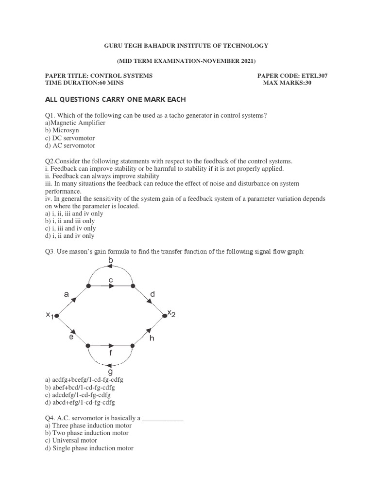 Control Systems Midterm Exam 2021 | PDF | Damping | Electronic Engineering