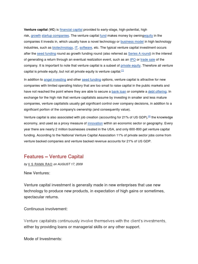 Features Venture Capital Download Free Pdf Venture Capital