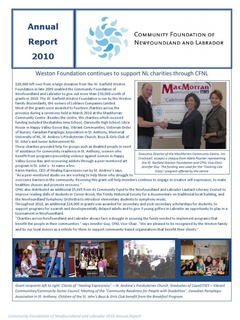 2010 CFNL Annual Report | PDF | Newfoundland And Labrador | Charitable ...