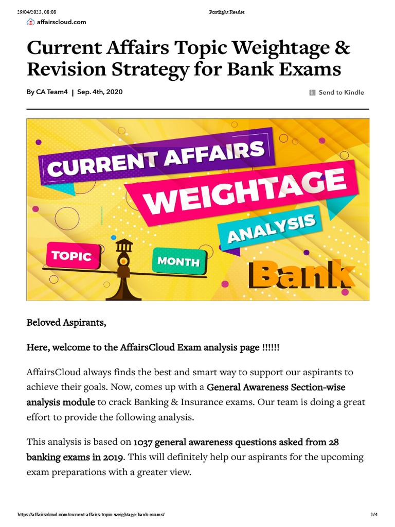 Current Affairs Topic Weightage & Revision Strategy For Bank Exams ...