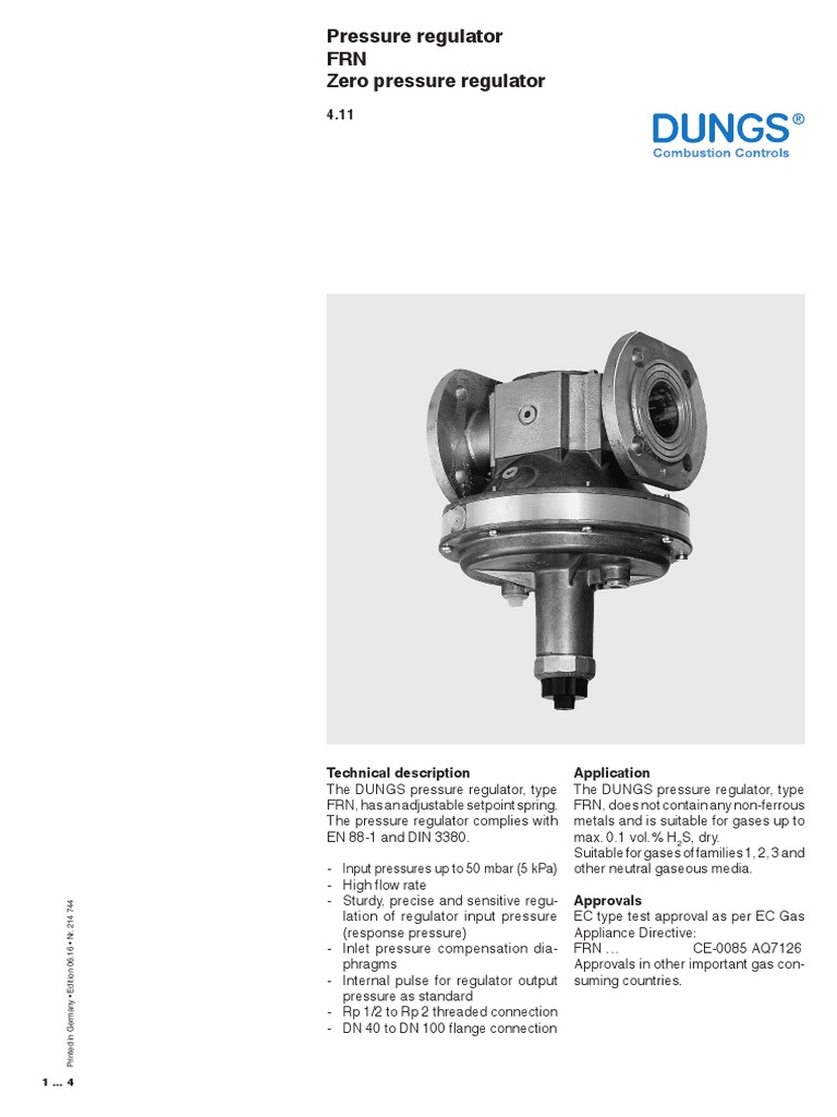 Pressure Regulator FRN Zero Pressure Regulator PDF Pressure Breathing
