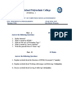 St.Michael Polytechnic College Internal Web Design & Programming Exam