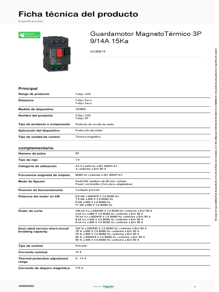 TeSys Deca - Frame 2 - GV2ME16 | PDF | Cantidades fisicas | Cantidad