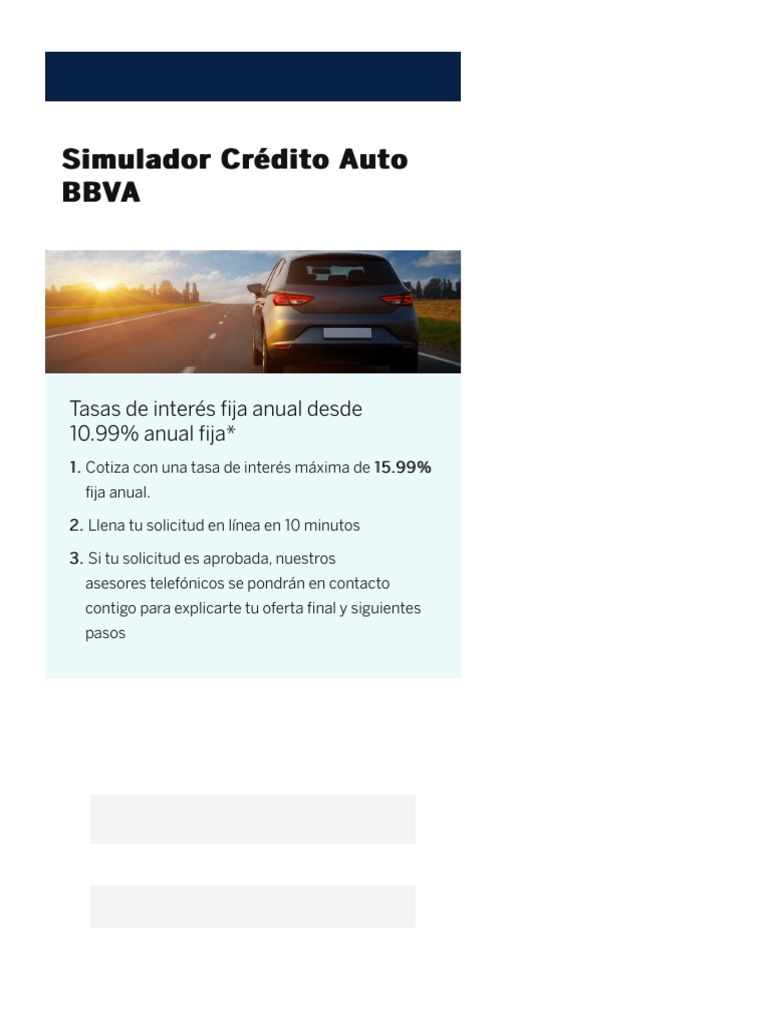 Simulador Crédito Auto Simulador Crédito Auto Bbva Bbva: Tasas de ...
