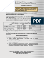 Calendario y Horario de Aplicación: CONVOCATORIA 01-2023