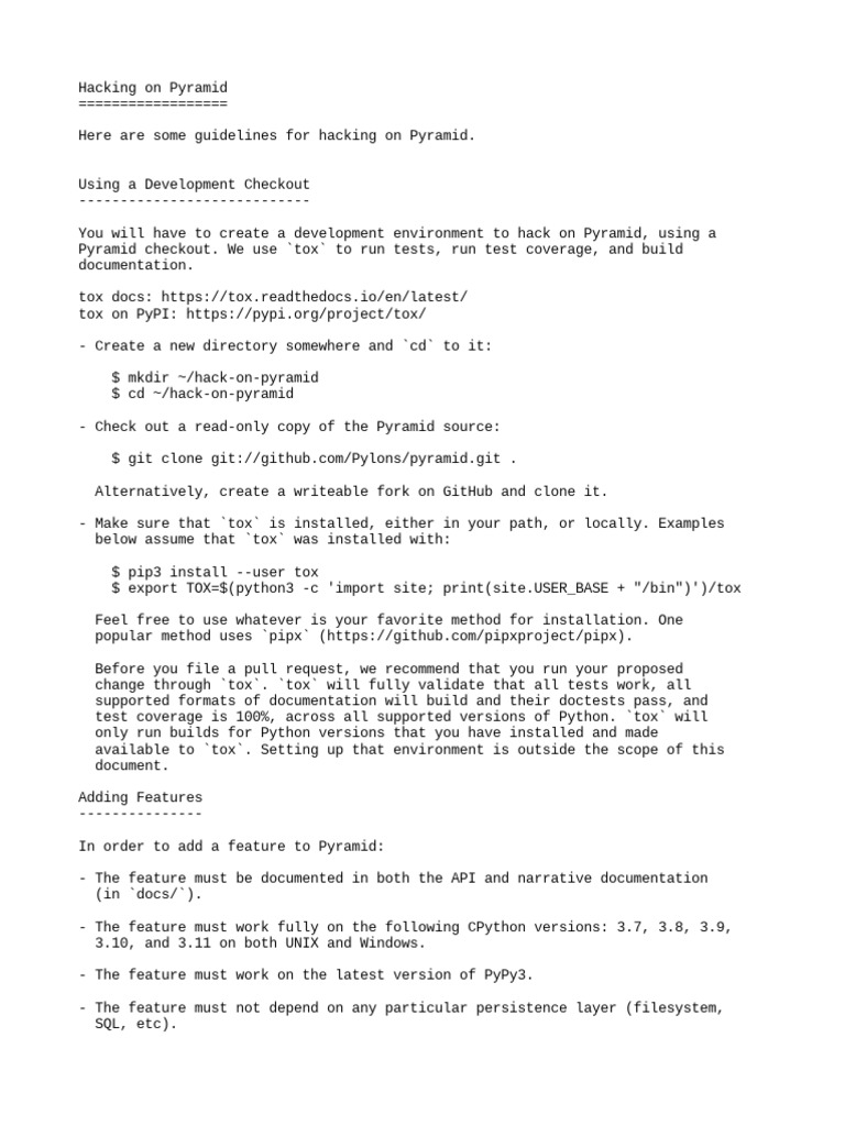 Hacking Guidelines for Pyramid | PDF | Python (Programming Language ...