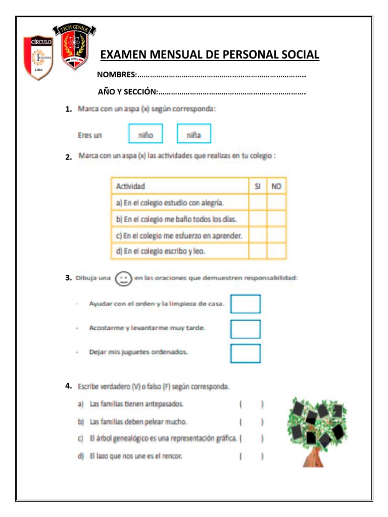 Examen Mensual de Personal Social | PDF