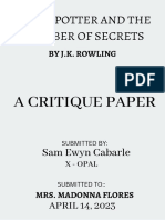Harry Potter and The Chamber of Secrets: A Critique Paper