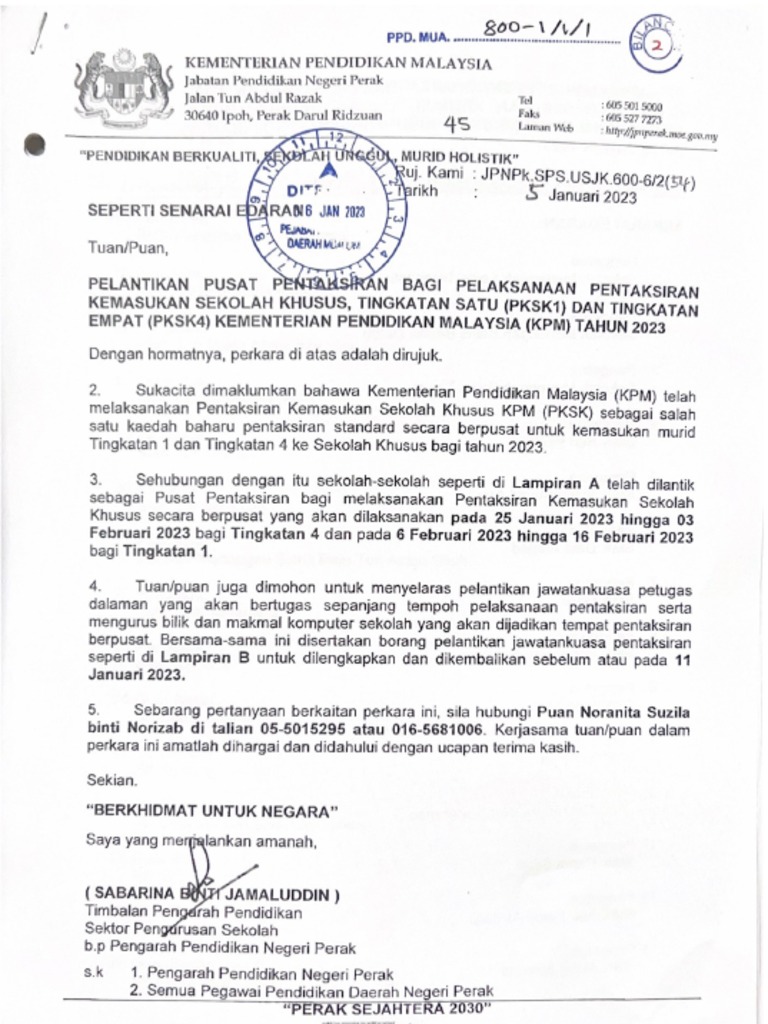 Senarai Pusat PKSK Negeri Perak 2023 | PDF