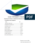 Gage University College Financial and Managerial Accounting Group Assignment Analysis