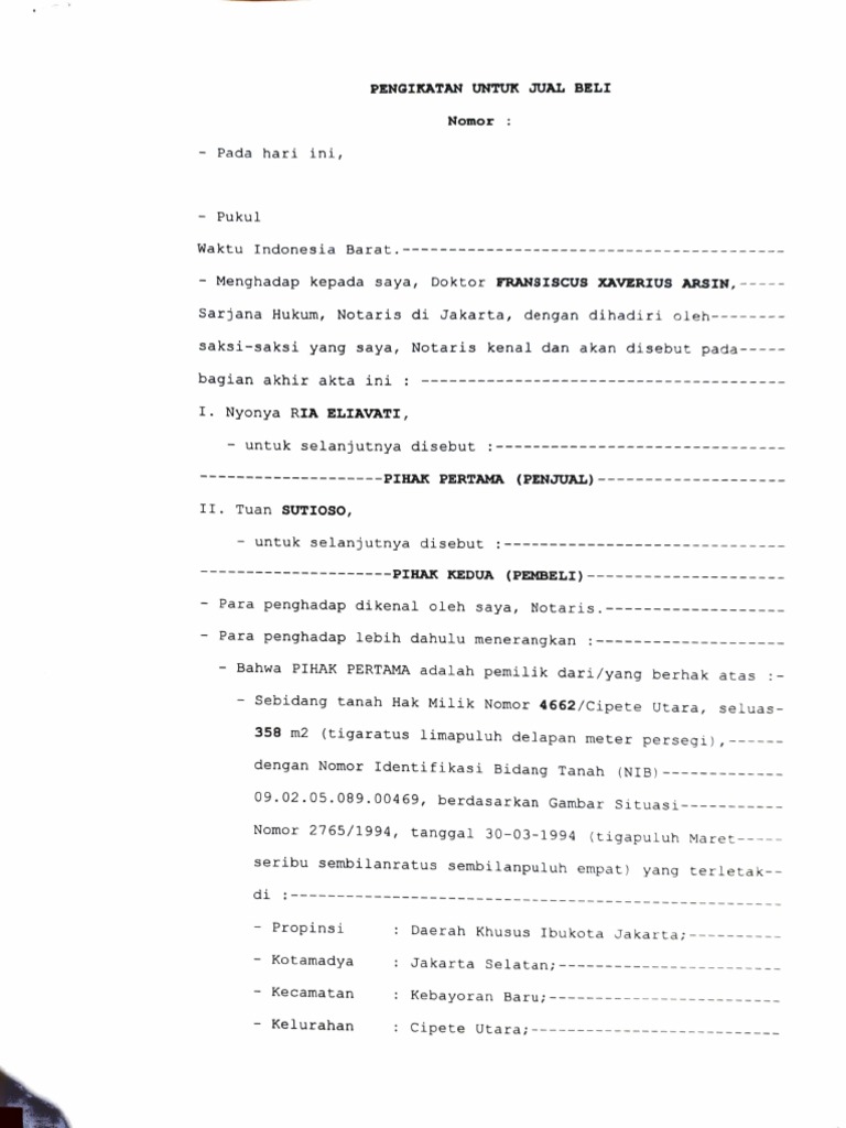 PPJB Lunas untuk Jual Beli Tanah | PDF