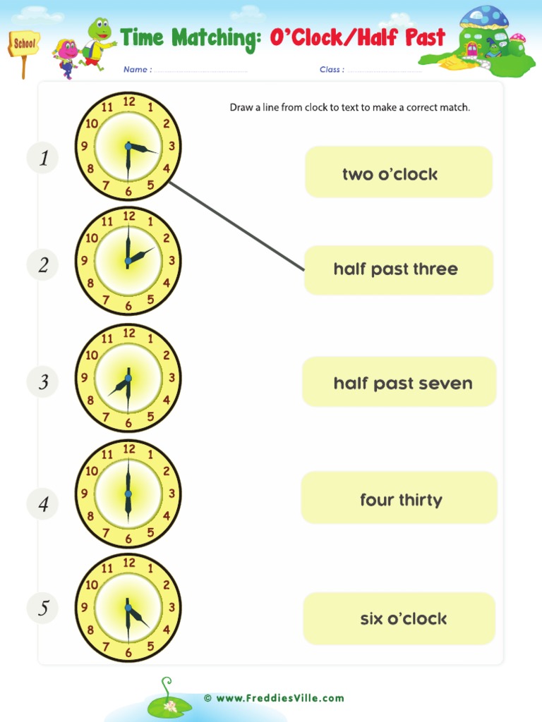 Time Half Past Oclock Match PDF
