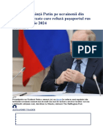 Cum ÎI Amenință Putin Pe Ucrainenii Din Regiunile Anexate Care Refuză Pașaportul Rus Până La 1 Iulie 2024