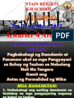 Q4W4 - ARALIN 4 Pagbabahagi NG Damdamin at Pananaw Ukol Sa Mga Pangyayari Sa Buhay NG Mga Tauhan Sa Nobelang Noli Me Tangere