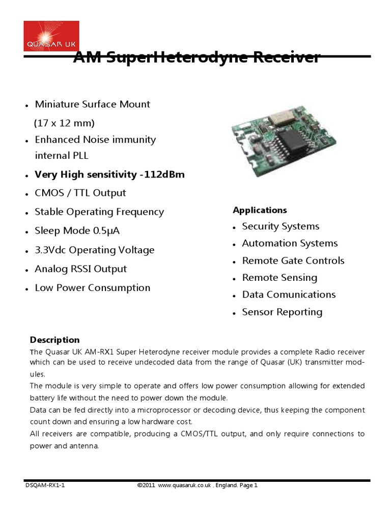 Am Superheterodyne Receiver Applications PDF