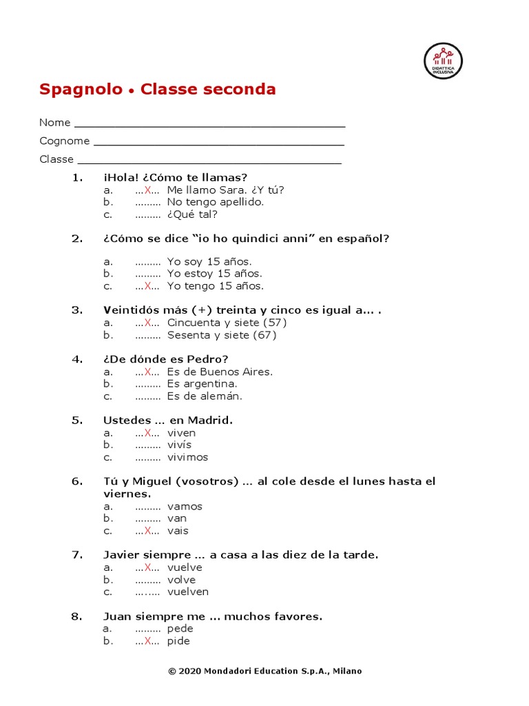 Test ss1 spagnolo cl2 bes soluzioni pdf