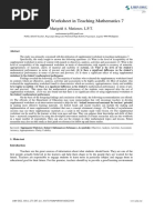 A Supplemental Worksheet in Teaching Mathematics 7: Marigold A. Matienzo, L.P.T