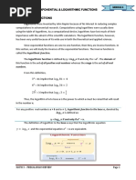 Exponential & Logarithmic Functions Logarithmic Functions Logarithms Were Invented by John Napier Because of His Interest in Reducing Complex