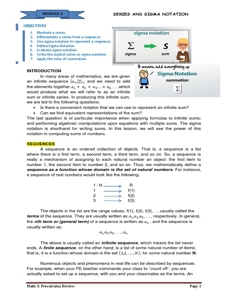 Sigma notation and series explained pdf summation sequence