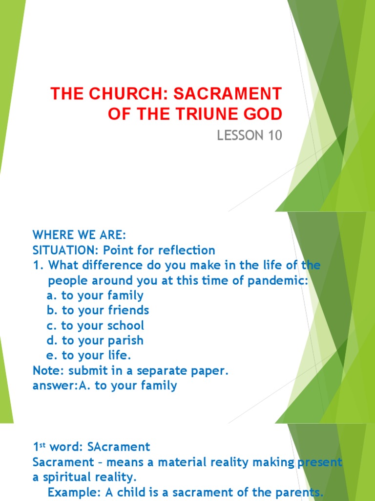 Lesson 10 CLVE10 Church Sacrament of The Triune God | PDF | Sacraments ...