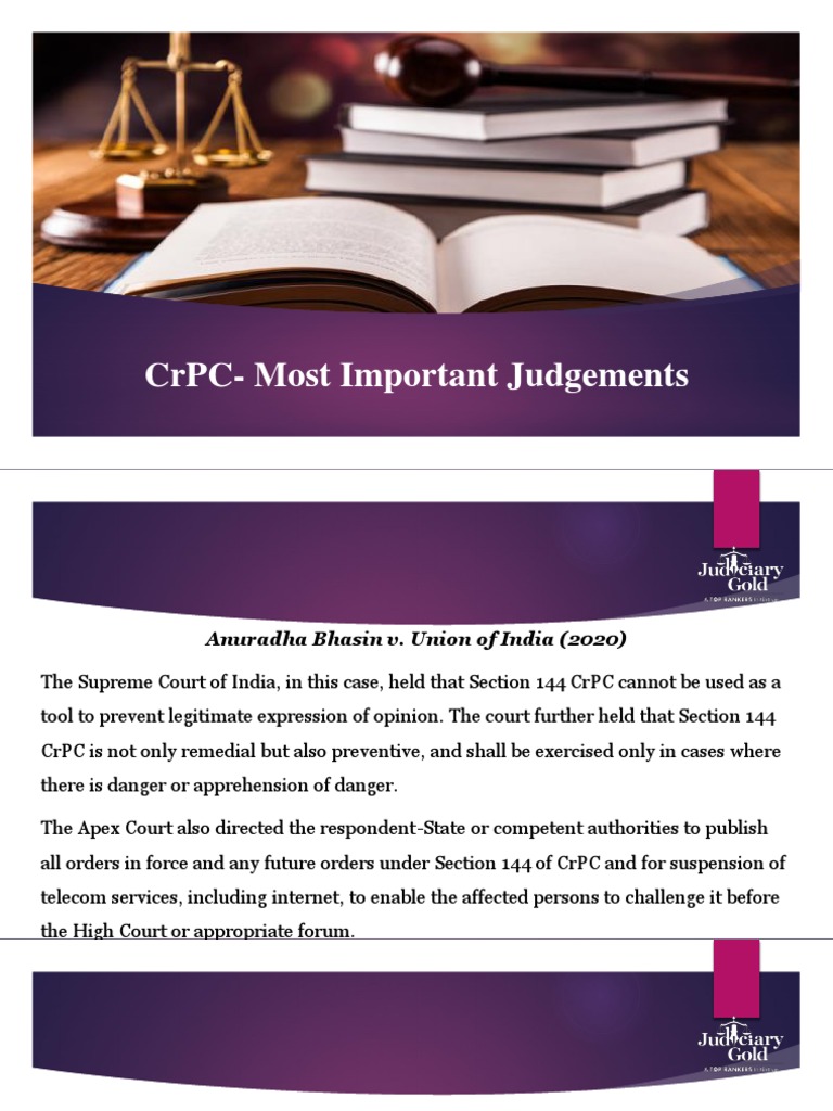 Key CrPC Landmark Judgements | PDF | Justice | Crime & Violence