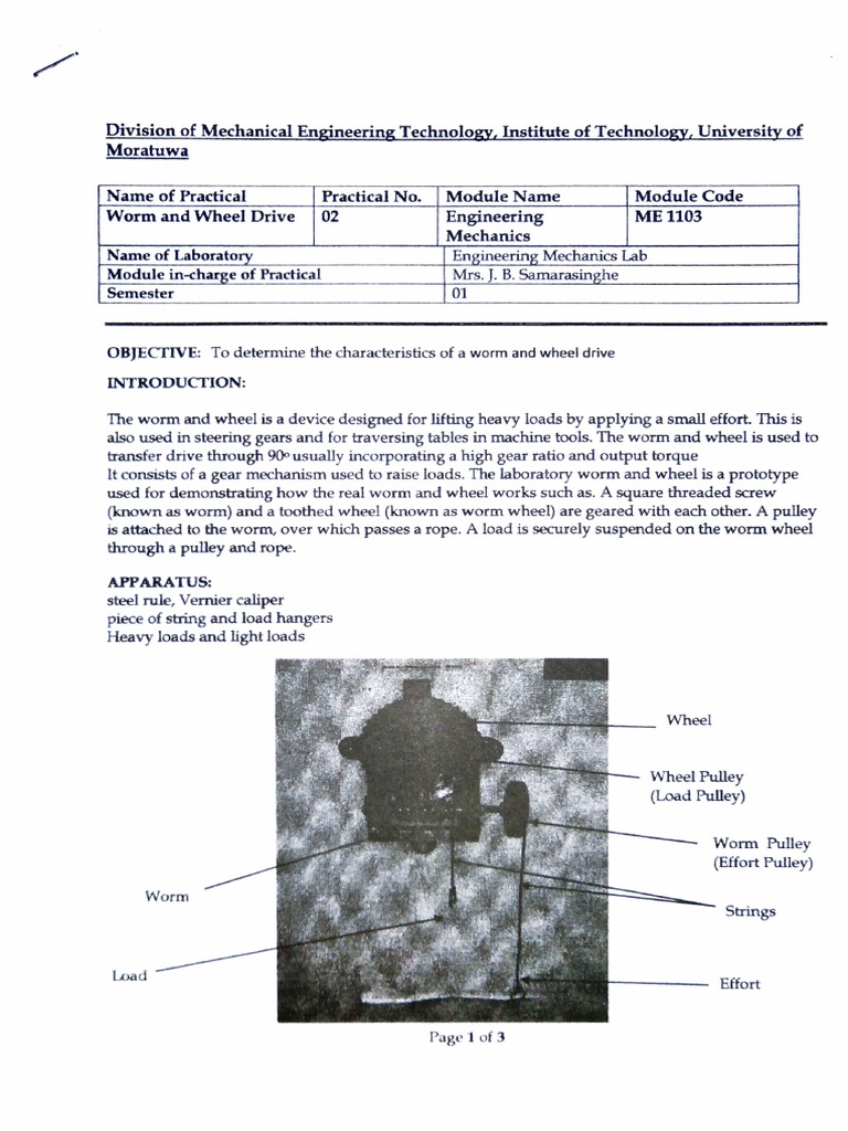 Worm and Wheel Drive PDF