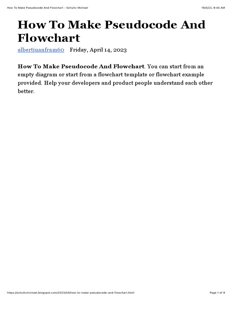 How To Make Pseudocode and Flowchart - Schultz Michael | PDF | Notation ...