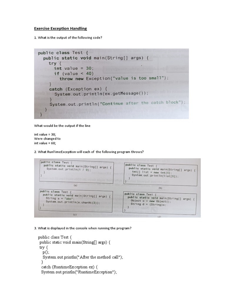 Exercise Exception Handling | PDF | Computers