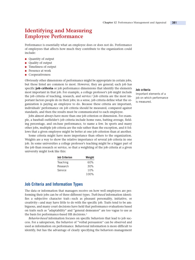 Measuring Employee Performance Criteria | PDF | Career & Growth