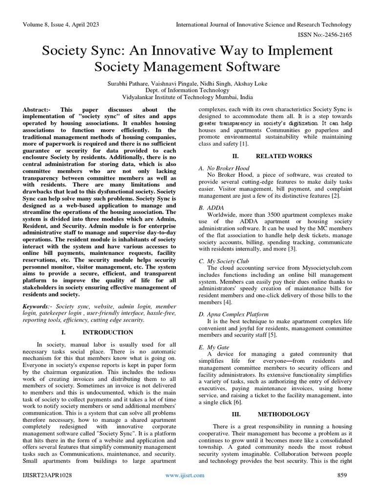 Society sync an innovative way to implement society management