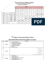 Pakistan International School, Jubail: Date Sheet Final Term Examination, 2023 Academic Session 2022-2023