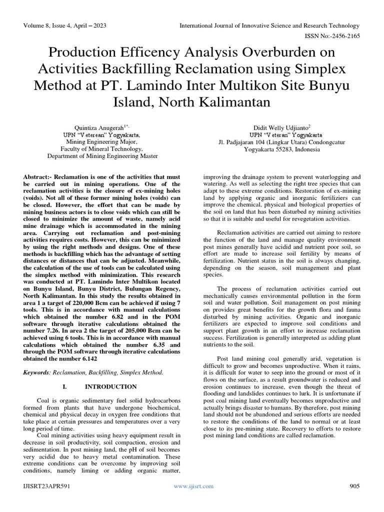 Backfilling Reclamation Efficiency Analysis | PDF | Soil | Sedimentary Rock