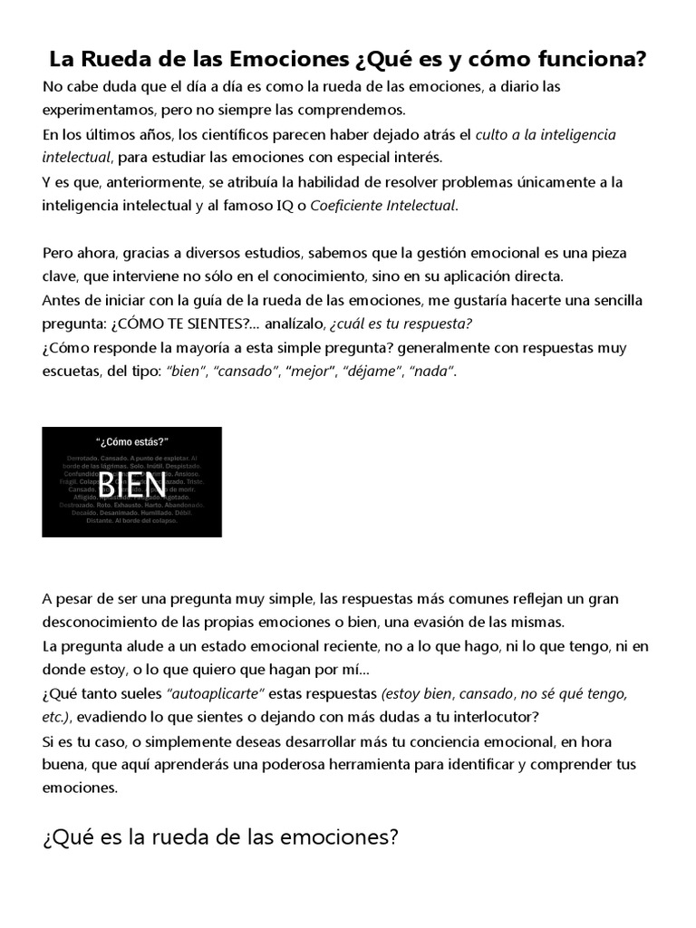 La Rueda de Las Emociones | PDF | Las emociones | Procesos mentales