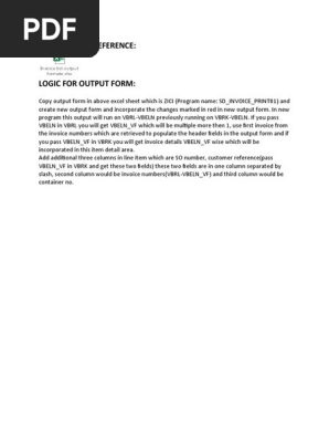FS for Invoice List Output form