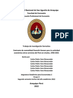 Contraste normalidad actividad económica otros servicios Perú 1950-2021