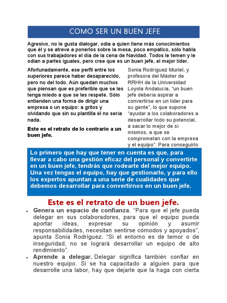 Claves para ser un buen jefe | PDF | Crecimiento personal y profesional ...