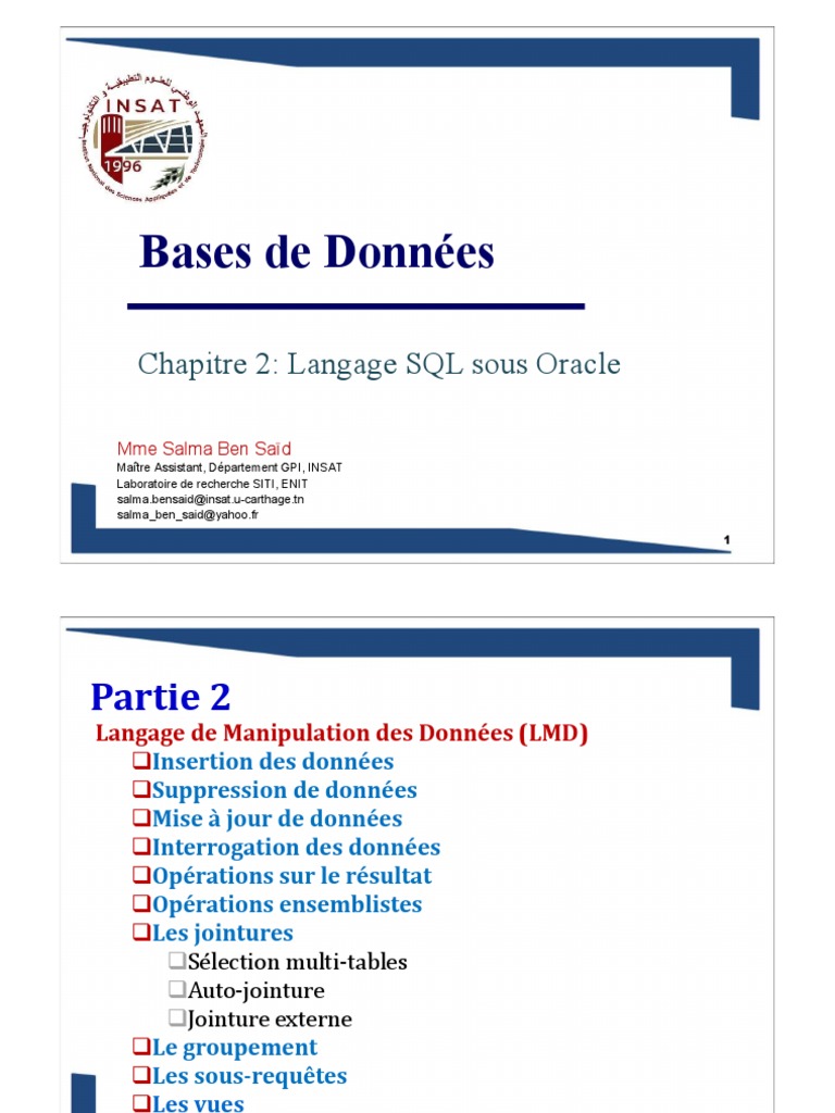 SQL Sous Oracle LMD | PDF | Gestion des données | Bases de données