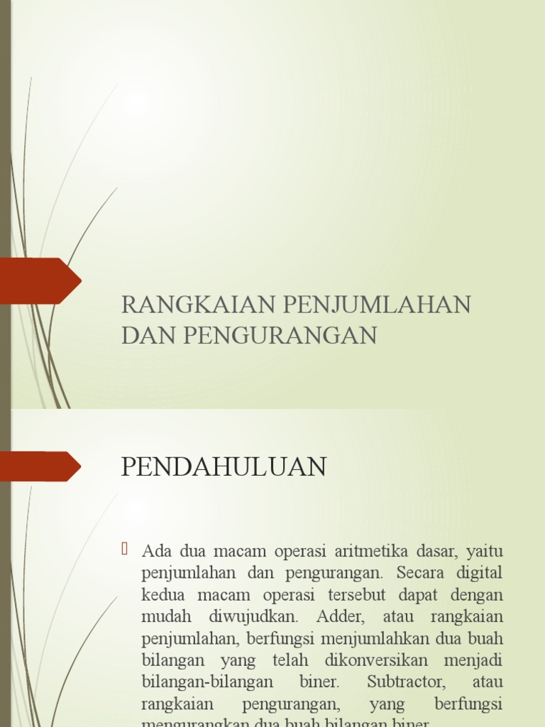 Rangkaian Penjumlahan dan Pengurangan | PDF | Metode & Bahan Ajar