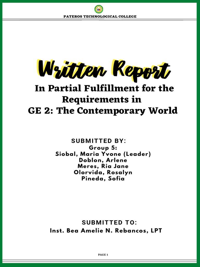 Group 5 Written Report Module Format | PDF | Sustainability ...