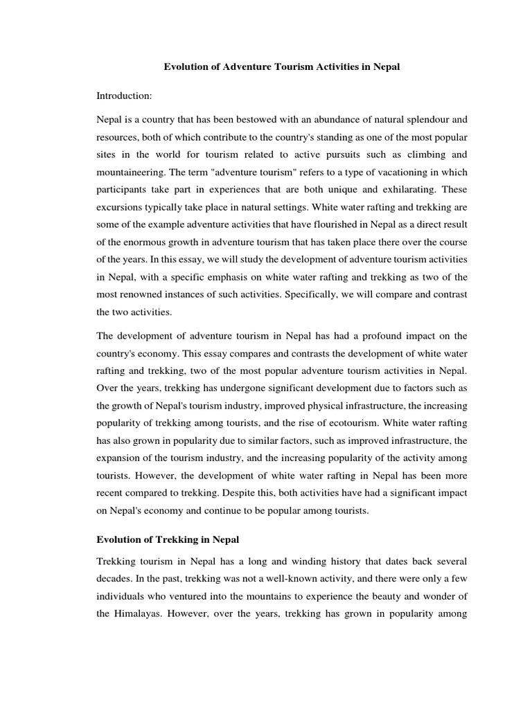 Adventure Tourism in Nepal | PDF | Hiking | Tourism