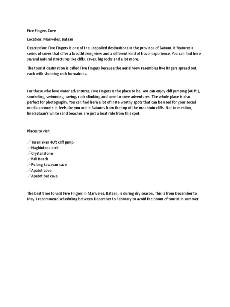 Five Fingers Cove | PDF