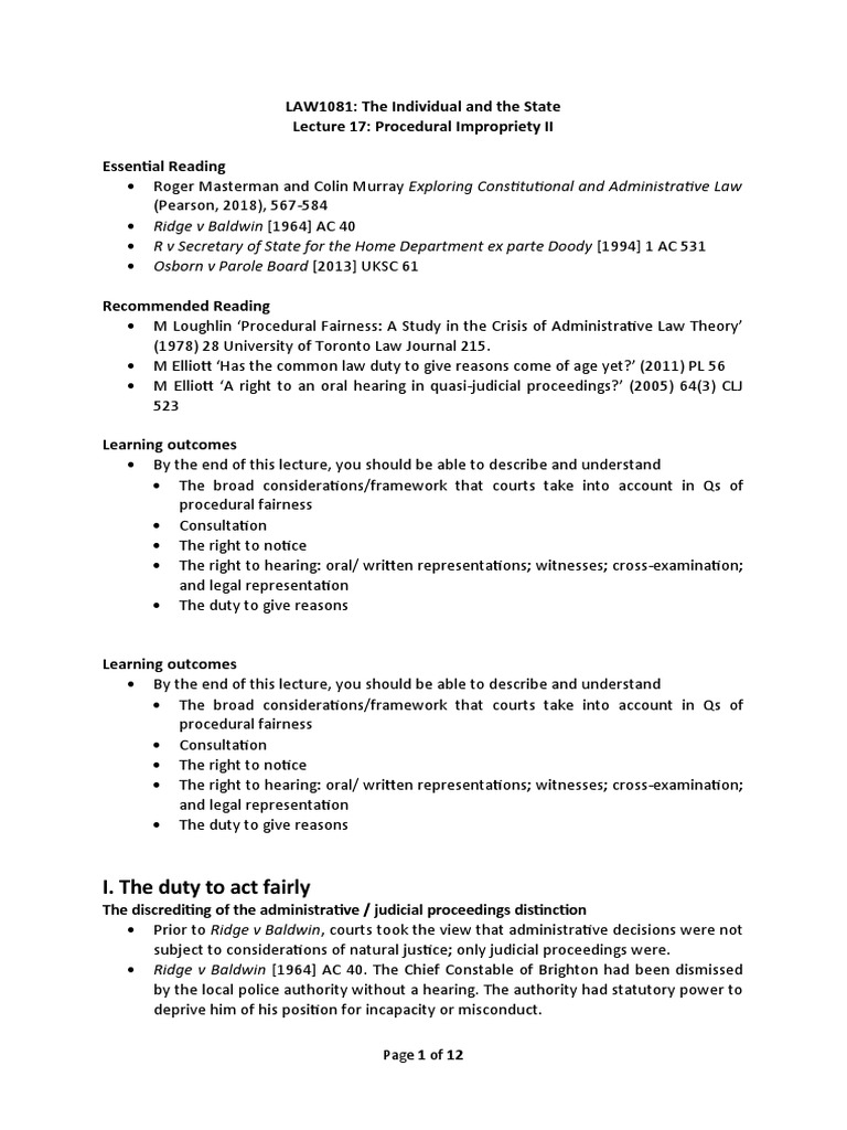 I S Procedural Impropriety II LN PDF Common Law Sentence Law 