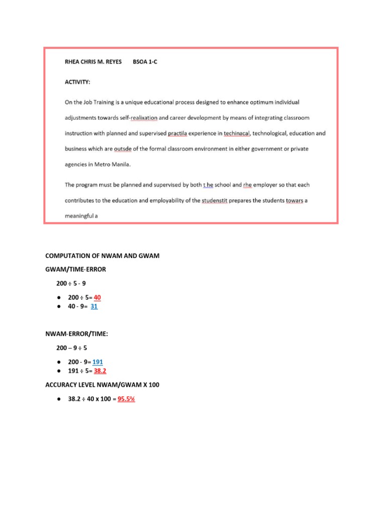 NWAM and GWAM Computation Guide | PDF