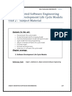 Object Oriented Software Engineering Software Development Life Cycle Models Unit 2: Subject Material