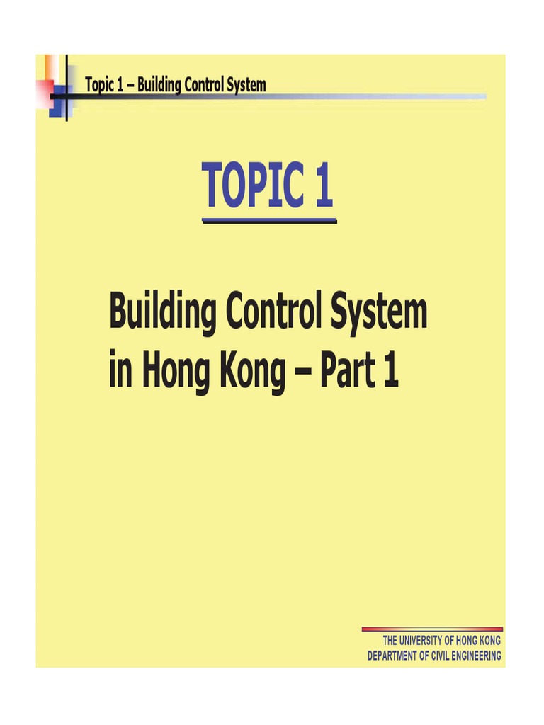 Topic 1: Building Control System in Hong Kong - Part 1 | PDF ...