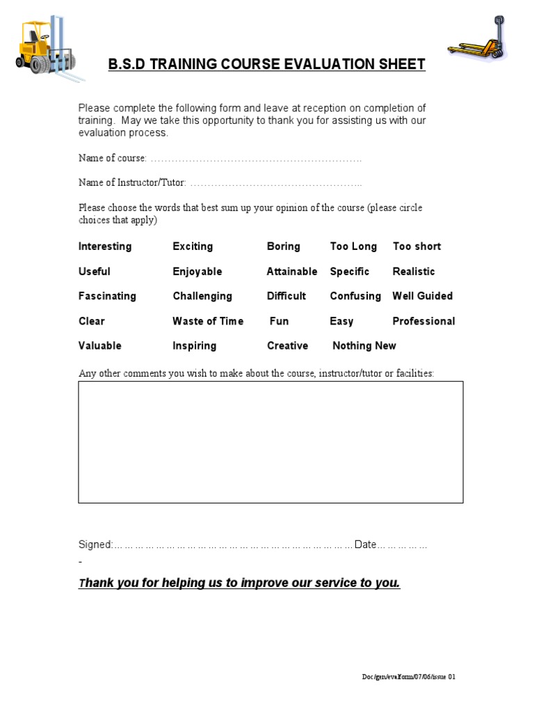 Course Evaluation Form For All | PDF